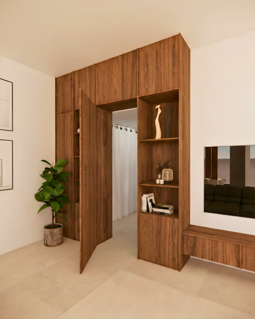 porte invisible intégré dans le meuble